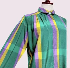 vintage ヴィンテージ ブラウス チェック フランス製 レトロ 海外古着のサムネイル
