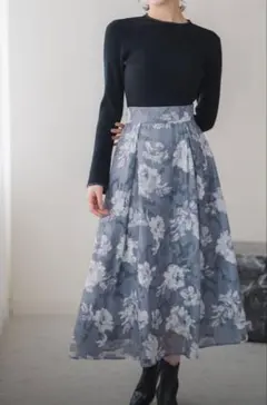 フラワープリント シフォン ロングスカート COCO DEAL