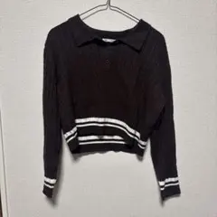 GU ダークブラウン ケーブルニット XL