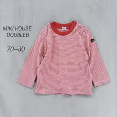 ミキハウス カットソー ロンT ボーダー ワッペン クマ M 刺繍 70~80のサムネイル