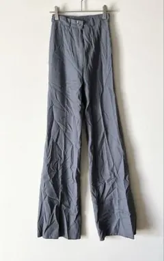 【美脚】ハイウエスト ワイドスラックス センタープレス グレー 綺麗め　ボトムス