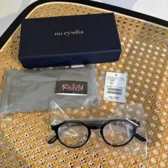 no eyedia ブラックラウンドメガネ、箱＆袋付き
