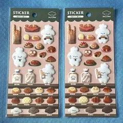 【2個】いぬのパン屋さん❤️ステッカー　シール 品薄　ぷっくり　犬　キャンドゥ