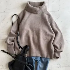 美品 スピック＆スパン タートルネック ウールカシミヤ ニット◆ベージュ