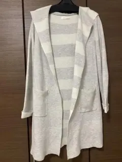 CECILMcBEE セシルマクビー 裏地ボーダー ニット フード コーディガン