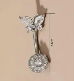 蝶々 ヘソピアス ボディピアス シルバー　へそピ　ピアス