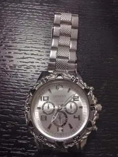 稼動中　GENEVA シルバー 腕時計