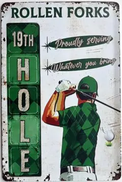19th Hole ゴルフ　メタルポスター　レトロ風　インテリア雑貨