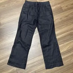 無印良品 リネン 麻 パンツ 紺 ネイビー Lサイズ 67cm