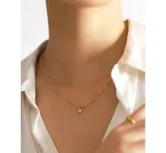 ネックレス 人気ハーフチェーン ジルコニアダイヤモンド✨ サージカルステンレス