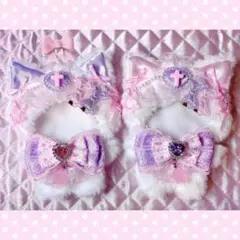 ぬい服 10cm ねこ 紫×ピンク