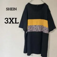 美品♡ SHEIN 【3XL】 ヒョウ柄 半袖 Tシャツ 黒