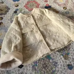 美品　Hush Puppies ボア襟袖 キルトジャケット LL ゆったり