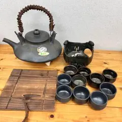 薩摩焼 巨大 1.5ℓ 黒千代香と炉 ぐい吞み10個 薩摩 宮之城 夢竹庵 焼酎