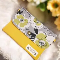 北欧　フラワー　通帳•お薬手帳ケース　マルチケース　2way仕様 　No.155