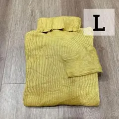 アメリカ古着 タートルネック リブニットトップス L マスタード