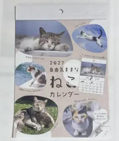 2027年 自由気ままなねこ カレンダー A5 壁掛け
