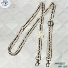 1.5幅 ショルダーストラップ　紫波模様　小花モチーフ付き　アンティークゴールド