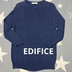 3*6様 EDIFICE ネイビー クルーネック サマーニット 長袖のサムネイル