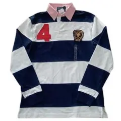 未使用 ポロ ラルフローレン ラガーシャツ M ワッペン ボーダー ポロシャツ