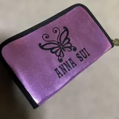 ANNA SUI 蝶ロゴ カードケース パープル　マルチケース