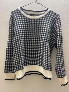 チェック柄 ニットセーター 長袖