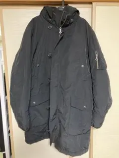 【タケオキクチ】ダークグレー モッズコート 取り外しフード付き