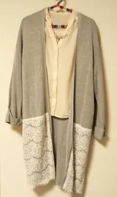 しまむら HK ロングカーディガン レース