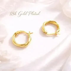 【大人可愛い】18k フープ 18k コーティング 大人気 上品
