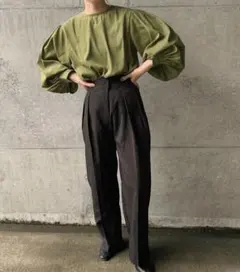 select MOCA ボリュームスリーブブラウス　カーキ　フリーサイズ