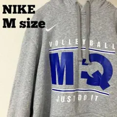 NIKE ナイキ パーカー プルオーバー 刺繍ロゴ グレー Mサイズ 古着
