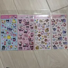 サンリオ　ハローキティ　マイメロディ　ラメ入り樹脂もりシール　4枚セット