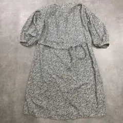 GU フラワープリントシャツワンピース 7分袖 小花柄ベルト付き【S】