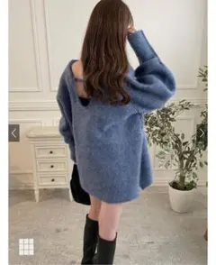 ウール混Vネックニットトップス[kz376]