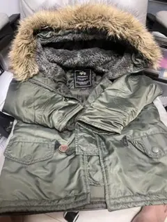 ALPHA INDUSTRIES オリーブグリーン モッズコートキッズ