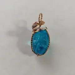 ブルートパーズカラー水晶＆ホワイトオニキス＆シトリン、パワストーン本革ネックレス