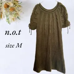 n.o.t ケーブル編みニットワンピース M カーキー チュニック 3184