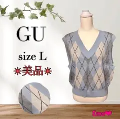 ✨美品 GU size L ニットベスト アーガイル柄 ノースリーブ