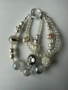 ハンドメイド パールクリスタル ストラップ