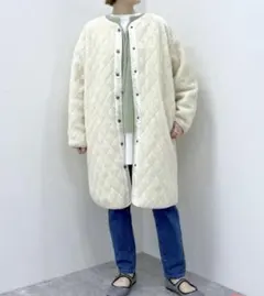 新品⭐︎タグ付き　スタディオクリップボアキルティングロングコート　アイボリー