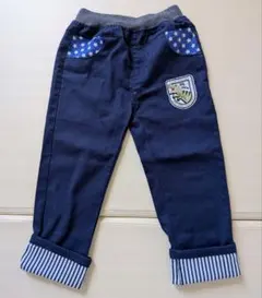 110サイズ 恐竜ネイビー 長ズボン 星柄ポケット