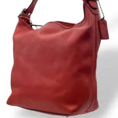 良品 A4可 コーチ ショルダーバッグ バケツ型 レザー 赤 オレンジ