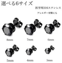414 ブラックの輝き 医学用ステンレス1ポイントピアス両耳