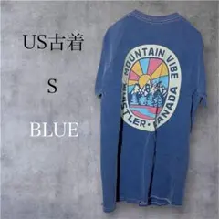 WHISTLER プリントTシャツ ブルー S マウンテン