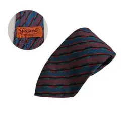 ​美品 ミッソーニ ネクタイ 総柄 ジグザグ織 幾何学模様 イタリア製 ブルー系