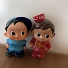 三井銀行　ソフビ貯金箱セット　ホームラン坊や　バトンちゃん（欠品あり）