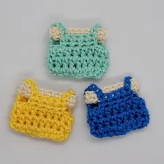 【オーバーオール3着セットL】5cm小型ドール　ハンドメイド　かぎ針編み