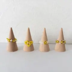 ビーズリング / yellow . White / 約14号〜21号