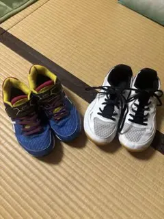 バレーボールシューズ ASICS 運動靴 青/黄色 & 白/黒 シューズセット