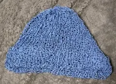 【ハンドメイド】ニット帽 ブルー